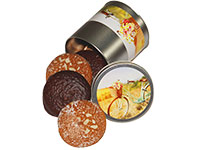 Runde Lebkuchendose, gefllt mit Elisen-Lebkuchen