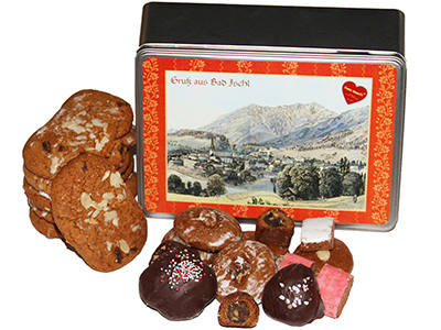 Geschenkidee aus Bad Ischl: Lebkuchendose gefllt mit Ischler Elisen-Lebkuchen