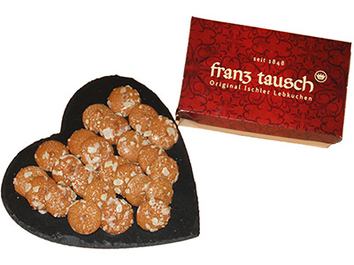 Pappschachtel "Franz Tausch" mit Ischler Elisenbusserl